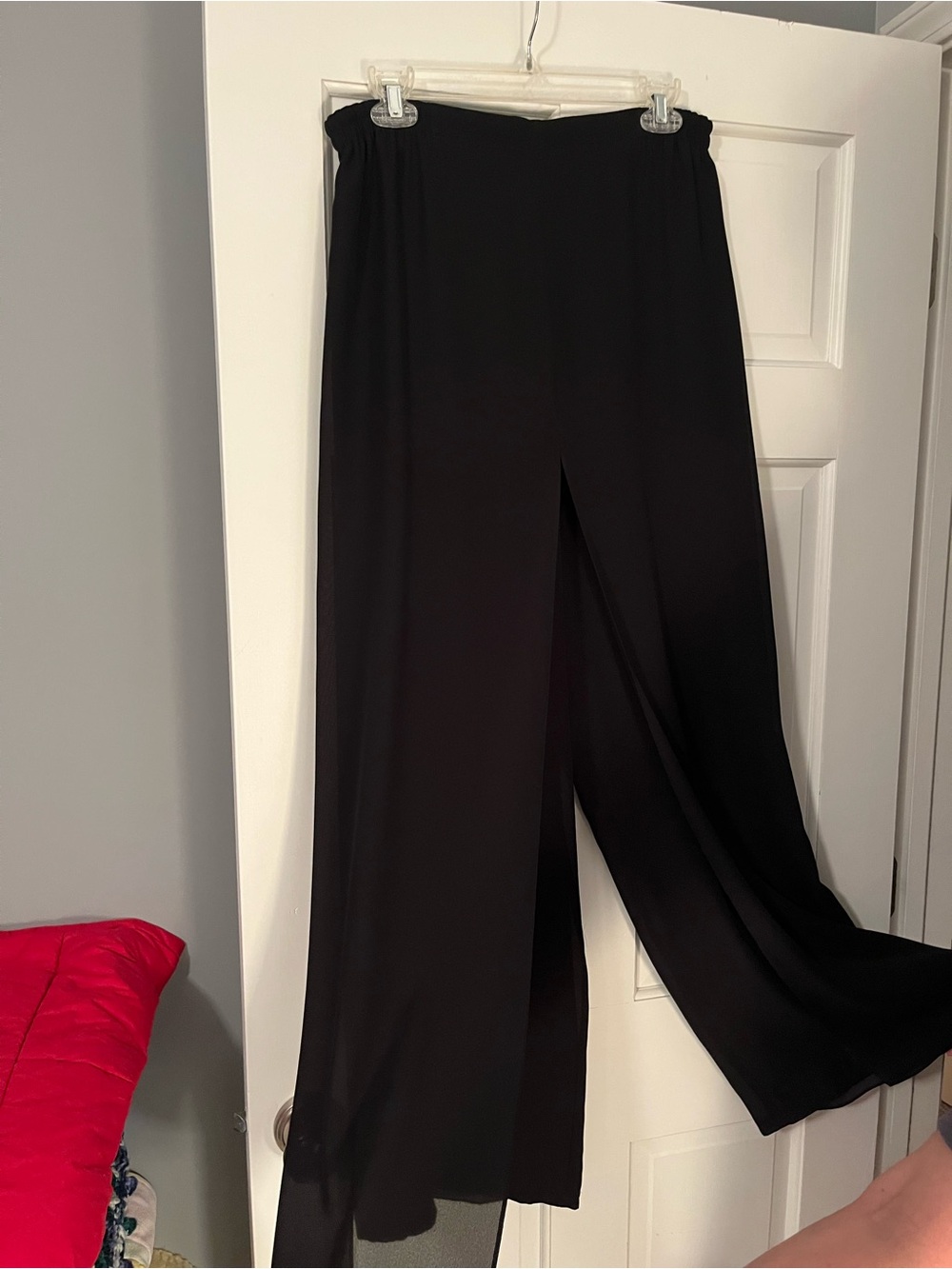 Papell Boutique Black Wide-Leg Slit Pants